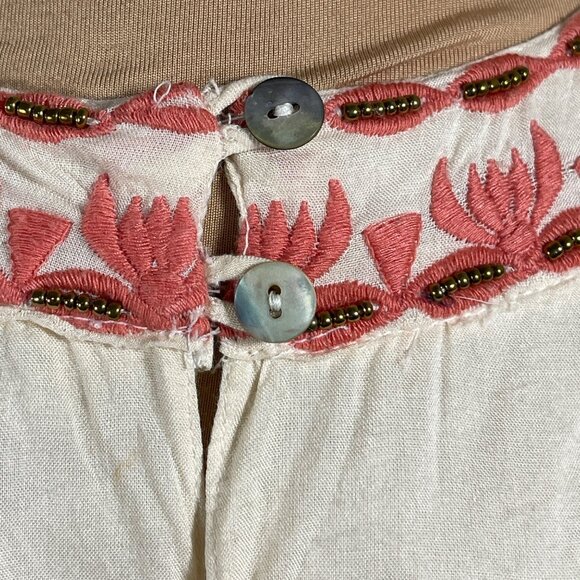 LulaSoul Halter Swing Dress Embroidered M (READ) Cream Peach Boho - Picture 6 of 11